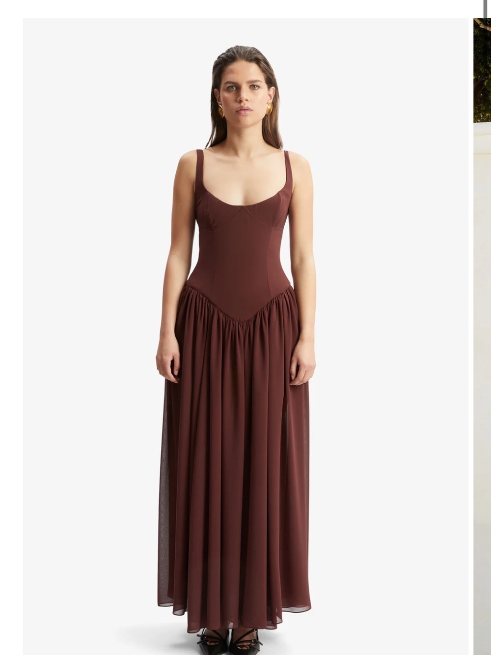 Bardot Chocolate Maxi Dress with Scoop Neck